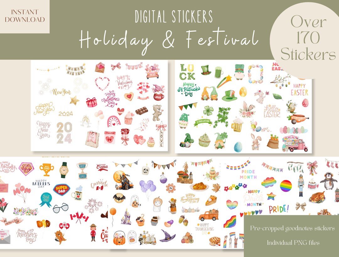 Holiday and Festival Goodnotes Stickers | Digital Planner Stickers for ...