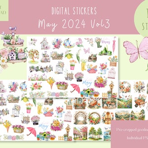 May 2024 Vol3 Goodnotes Stickers|Everyday Digital Stickers| Digital Planner Sticker|Floral Spring Goodnotes Stickers |Spring iPad Stickers