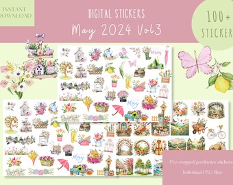 May 2024 Vol3 Goodnotes Stickers|Everyday Digital Stickers| Digital Planner Sticker|Floral Spring Goodnotes Stickers |Spring iPad Stickers
