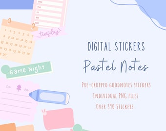 Pastel Notes Goodnotes Stickers| Colorful Everyday Digital Stickers|Essential Planner Sticker |Cute Digital Stickers Goodnotes Planner Notes