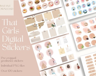 That Girl Aesthetic Goodnotes DIGITAL STICKERS | Pre-cropped Goodnotes Stickers | Planner stickers | Self Care Stickers | ipad stickers