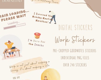 BÜRO Digitale Sticker für GoodNotes Planner |Digitale Planner Sticker | Arbeit Digitale Aufkleber | Vorgeschnittene Sticker | Goodnotes Sticker