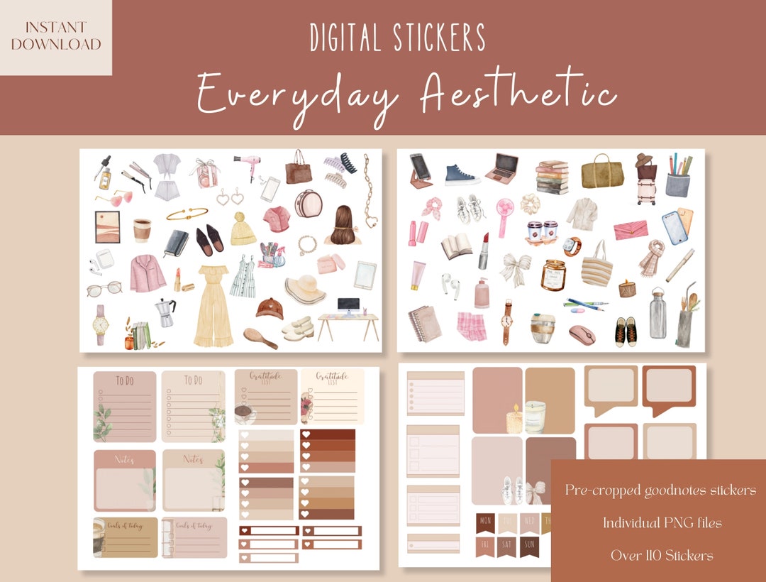 Everyday Aesthetic Goodnotes Stickers|everyday Digital Stickers ...