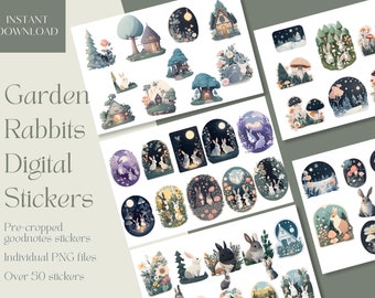 Garden Rabbits Daily Goodnotes Stickers | digital planner stickers| Goodnotes Planner Stickers  |Digital Everyday Stickers | iPad Stickers