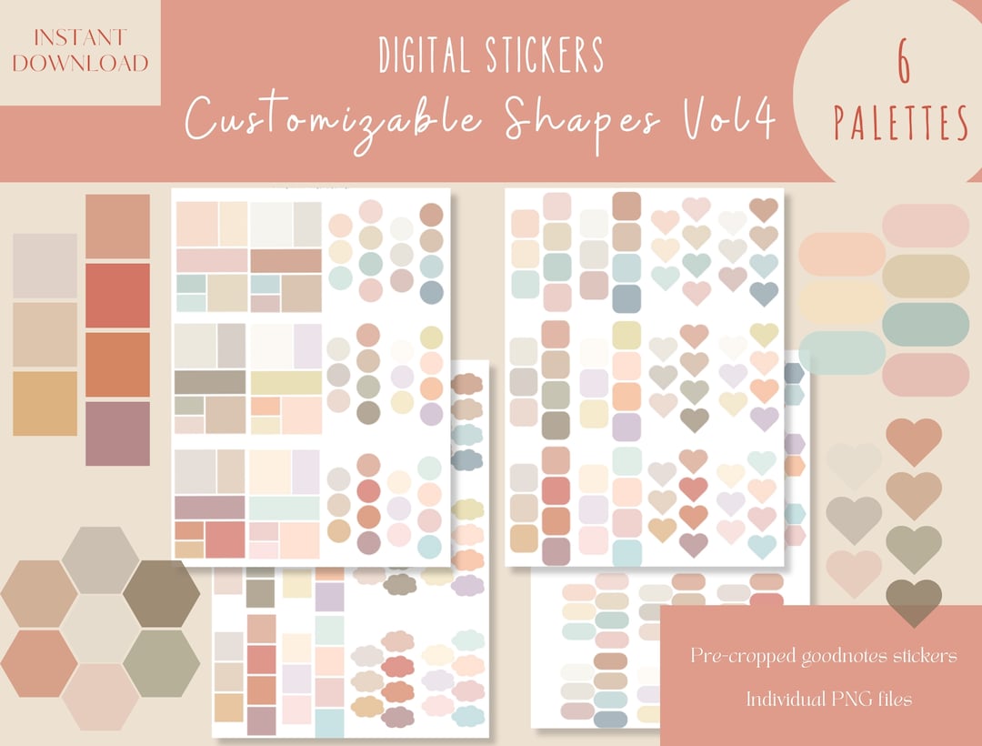 Customizable Shapes Vol4 Goodnotes Stickers|everyday Digital Stickers ...