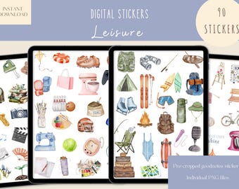 Stickers voor vrije tijd Goodnotes|Gezellige dagelijkse digitale stickers|Digitale plannerstickers hobby|Sports Goodnotes-stickers|iPad-stickers voor buiten