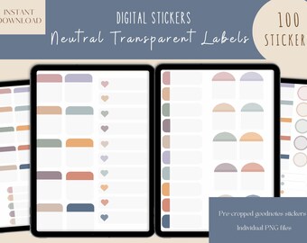Neutral Transparent Labels Goodnotes Stickers|Aesthetic Everyday Digital Stickers| Minimal Planner Sticker |Memo iPad Stickers |ipad sticker