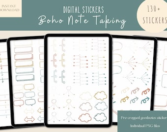 Boho Note Taking Goodnotes Stickers|Everyday Digital Stickers|Study Planner Stickers |Study Goodnotes Stickers |Mindmap iPad Stickers