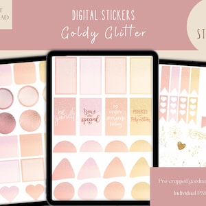 Goldy Glitter Goodnotes Stickers| Everyday Digital Stickers| Aesthetic Planner Sticker |Rose gold iPad Stickers |Modern Digital Stickers