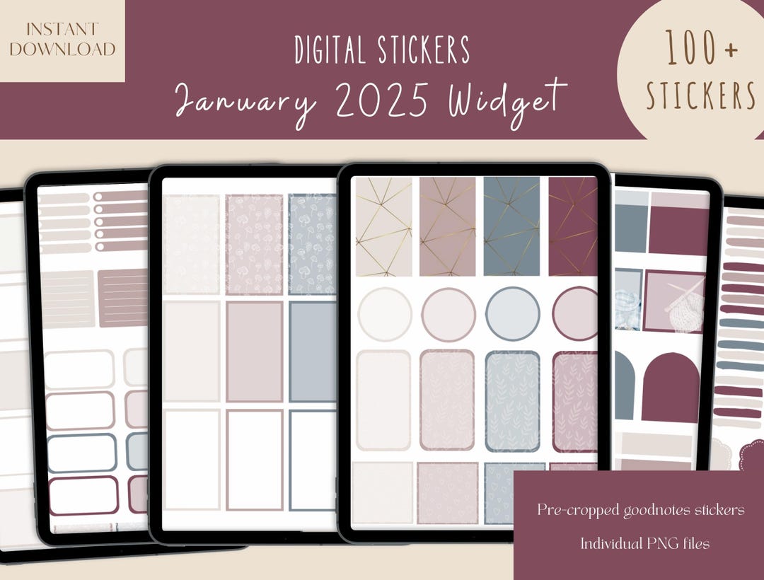 January 2025 Widget Goodnotes Stickers | Winter Digital Planner ...