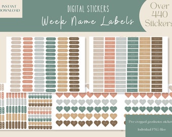 Week Name Labels  Goodnotes Stickers|Widget Digital Stickers| Digital Planner Sticker|Note taking Goodnotes Stickers |Daily iPad Stickers