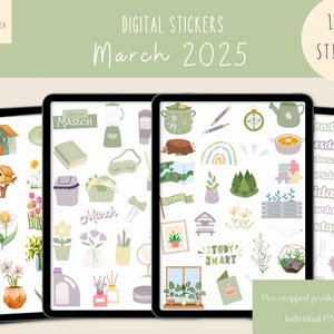 March 2025 GoodNotes Stickers |Monthly Planner Stickers | Minimalist Digital Stickers | Spring GoodNotes | Digital Planner Stickers
