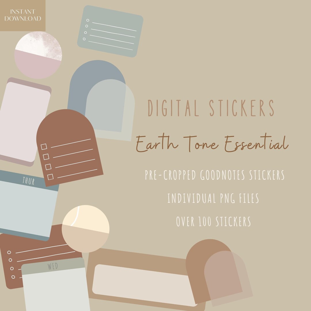 Earth Tone Essential Goodnotes Widget Stickers Fall Digital Etsy