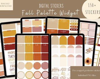 Fall Palette Widget Goodnotes Stickers| Autumn Digital Stickers| September Goodnotes Stickers | Everyday Planner Stickers for Goodnotes