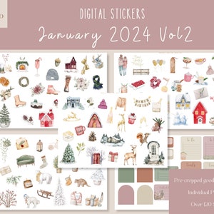 January 2024 Vol2 Goodnotes Stickers|Everyday Digital Stickers| Digital Planner Sticker|Minimalist Goodnotes Stickers |Winter iPad Stickers