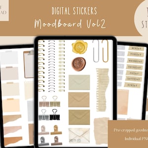 Mood Board Vol 2 Pegatinas GoodNotes / Pegatinas digitales estéticas minimalistas / Pegatinas de agenda diaria para iPad / Pegatinas digitales para álbumes de recortes