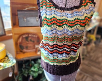 Groovy 70's Crochet Zig Zag Sweater Vest