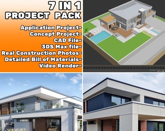 House Plan for Architects: 3D Model + CAD | Modern 4 Bedroom 410 m2 Home | 3DS, DWG & PDF Files
