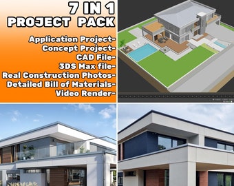 4 Bedroom 7 in 1 Modern House Plans 15m x 23m - 410 m2 - Cad Files - 3DS Files - Real Photos - 001