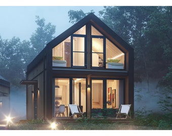 Modern 3 Bedroom Tiny House Plans (PDF & DWG Included) | Small Home Architectural Blueprints for Construction 654 sq ft House Plan