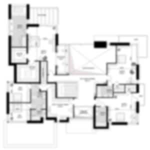 Second-floor layout of a luxury home showcasing multiple bedrooms and a master suite. Designed for functional and modern living.