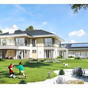 Hausplan mit 6 Schlafzimmern, Pool und Sauna | Moderner Luxusvillen-Entwurf | Grundrisse im PDF-Format Bild 11