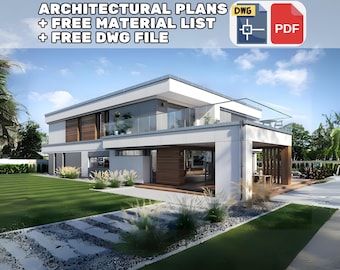 Modern House Architectural  Floor Plans with 4 Bedroom - 410 m2 - 15m x 23m - 001