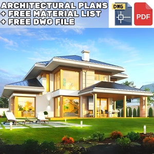 Modern House Architectural Plans: 4 Bedroom, 3 Bath (PDF Download)