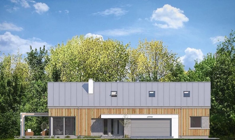 Modern startershuisontwerp, 3 slaapkamers, 160 m2 | Compact huisontwerp | CAD DWG + PDF plattegronden afbeelding 11