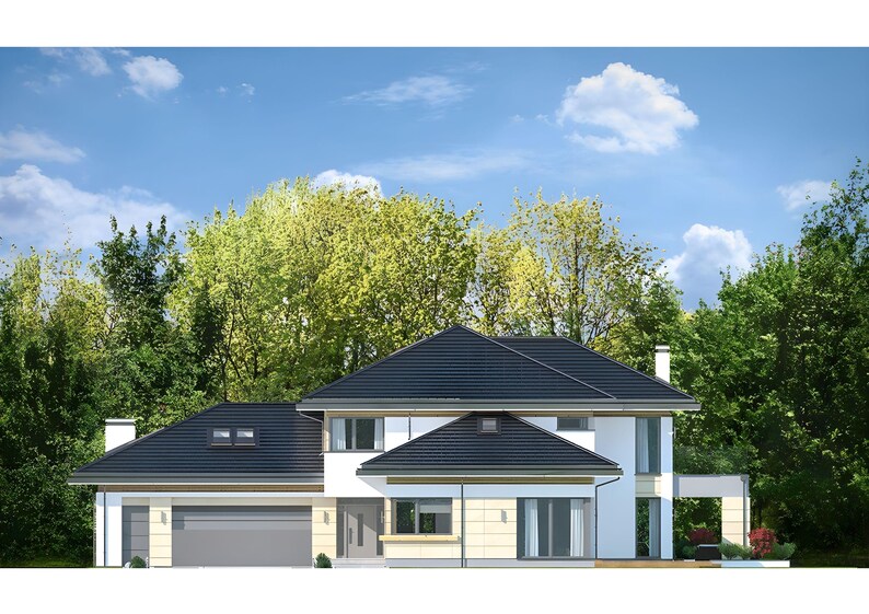 Hausplan mit 6 Schlafzimmern, Pool und Sauna | Moderner Luxusvillen-Entwurf | Grundrisse im PDF-Format Bild 15