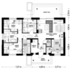 Floor Plan 1:
;Detailed floor plan of the main level, showcasing bedrooms, living area, kitchen, and an efficient layout designed for comfort and practicality.