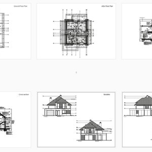 Architectural drawings showcasing floor plans, elevations, and cross-sections, essential for creating accurate house plans and modern house designs.