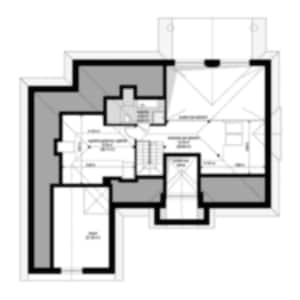 Second-Floor Layout with Open Spaces – A modern floor plan of the upper level showing open living areas and bedrooms. Suitable for tiny house plans and floor plans.
