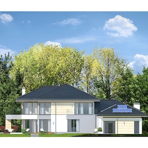 Hausplan mit 6 Schlafzimmern, Pool und Sauna | Moderner Luxusvillen-Entwurf | Grundrisse im PDF-Format Bild 16