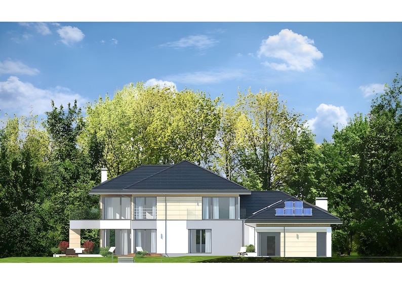 Hausplan mit 6 Schlafzimmern, Pool und Sauna | Moderner Luxusvillen-Entwurf | Grundrisse im PDF-Format Bild 16