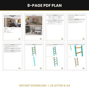 Dekenladder Bouwtekening, DIY Quilt Ladder, Leunende Decoratieve Dekenhouder voor Plaids en Handdoeken, Houtbewerking PDF Plan afbeelding 2