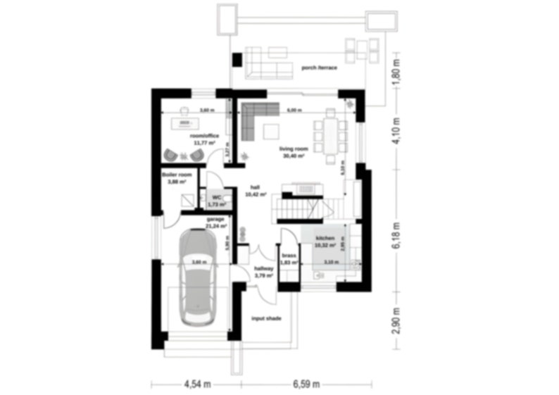 Ground floor plan layout showcasing detailed measurements for a modern house, a perfect house blueprint for architects and builders.