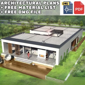 Modern huis met 5 slaapkamers, 304 m2 architectonische plattegronden 17 x 27 m - 009