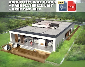 Planos de casas modernas de 5 dormitorios con archivos PDF y CAD DWG / Planos arquitectónicos de villas de lujo (diseño de 3272 pies cuadrados / 304 m2)