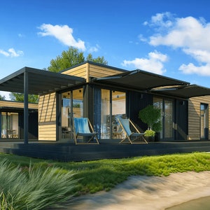2 slaapkamers, 36 m2 Modern Tiny House Plattegronden 10,6 x 4,1 m - kleine hut - 003