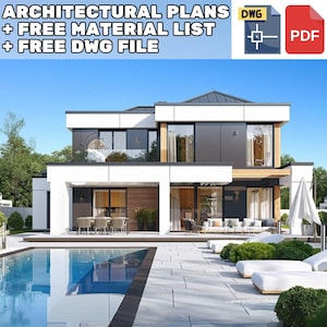 Modern huis Architecturale plattegronden 3 slaapkamers 231 m2 16 m x 18 m - 006
