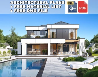 Modern House Architectural Floor Plans 3 Bedroom 231 m2 16m x 18m - 006