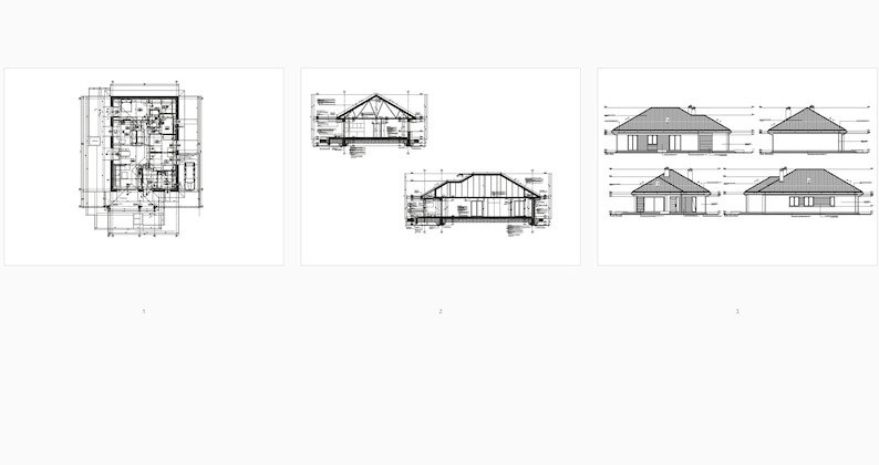 Single-story house with detailed room layouts. A compact yet functional design perfect for cottage house plans or tiny house plans projects.