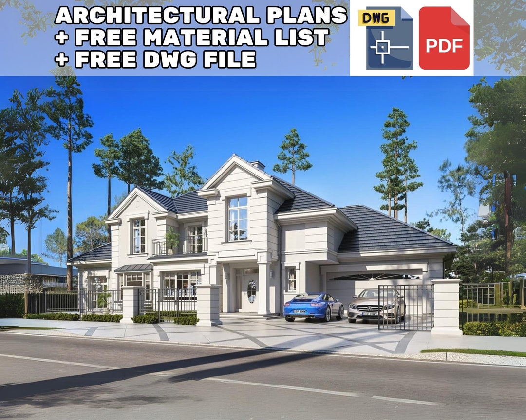 Modern 5 Bedroom House Plans With Loft, Garage & Pool (PDF Download) - Etsy