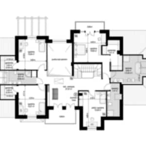 First-floor plan of a luxurious home with multiple bedrooms and an open design concept. Great for detailed house plans and floor plan enthusiasts.