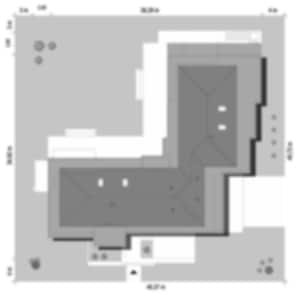 Roof blueprint of a contemporary house design showing detailed measurements and layouts. Essential for house blueprint enthusiasts.