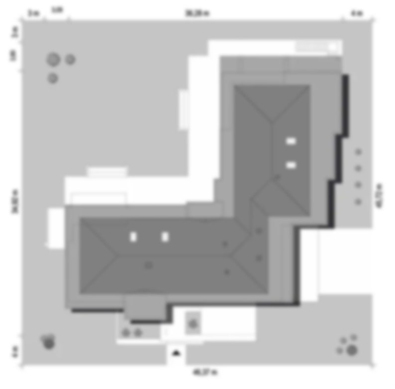 Roof blueprint of a contemporary house design showing detailed measurements and layouts. Essential for house blueprint enthusiasts.