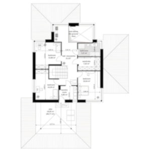 A charming cottage-style house with a pitched roof, surrounded by greenery. Ideal for those exploring cottage house plans or small cabin plans.