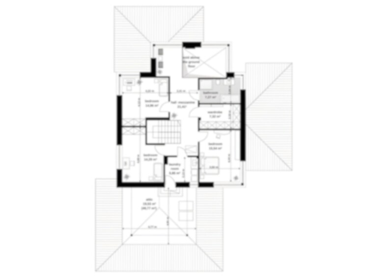 A charming cottage-style house with a pitched roof, surrounded by greenery. Ideal for those exploring cottage house plans or small cabin plans.