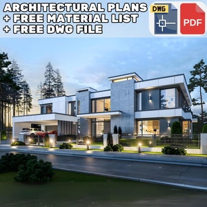 5 slaapkamers 631 m2 modern huis architectonische plattegronden 26 x 26 m - 002